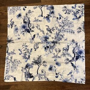 Johnny Was NWOT 1pc King Sham Linen /Cotton Blue Blend Toile Luca Nature